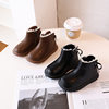2024 girls' leather boots 2024 autumn and winter new fleece-lined warm cotton boots children's baby short boots children's single boots