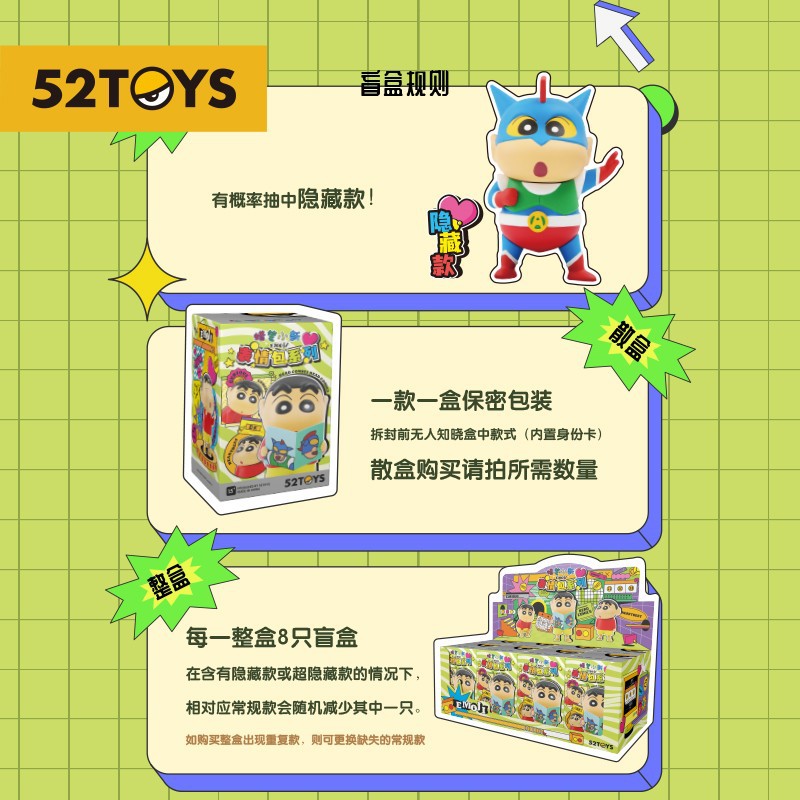 52TOYS蜡笔小新表情包系列盲盒潮玩手周边心意礼物摆件玩偶公仔 - 图2