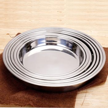 Thick stainless steel disc extra large cold leather plate cake plate cold leather Gong steamed rice cake plate flat dish plate