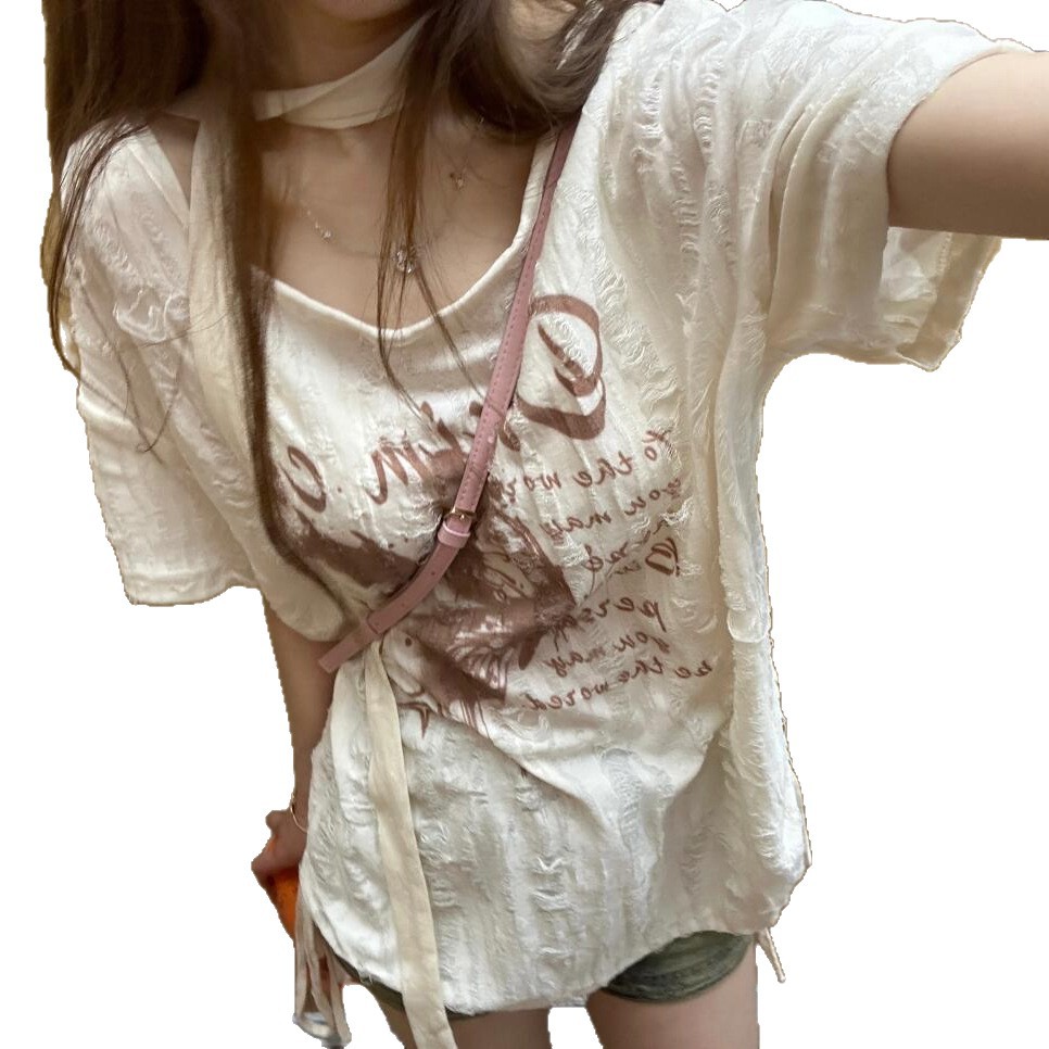 Loose Fit Butterfly Print T Shirt Summer Style Trendy Design Slimming Effect Perfect for Casual Outings Wholesale