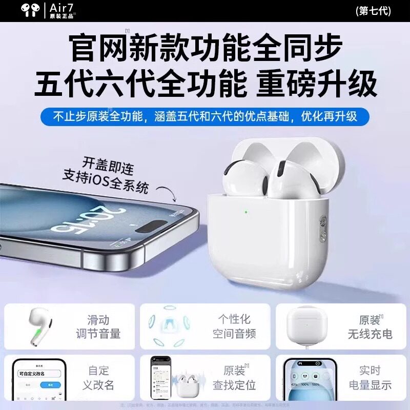 Huaqiangbei Bluetooth Headset 2025 New Wireless Bluetooth Headset Noise Reduction High Quality Seventh Generation Wireless Sports Headset