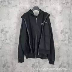 High-End Version 26Fw New B Brand Coca-Cola Embroidered Letter Double-Layer Nesting Fake Two-Piece Hooded Sweatshirt Jacket Ins