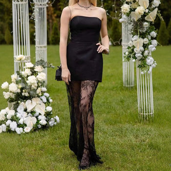 2Tz1090 2025 European and American Fashion Design Waist-Cinching Casual Fashionable Tube Top Vest High-Waist Lace Women's Two-Piece Set