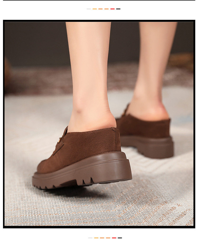 Giày lười nữ mũi vuông đế bệt phong cách casual — Đen, Cà phê chi tiết 8