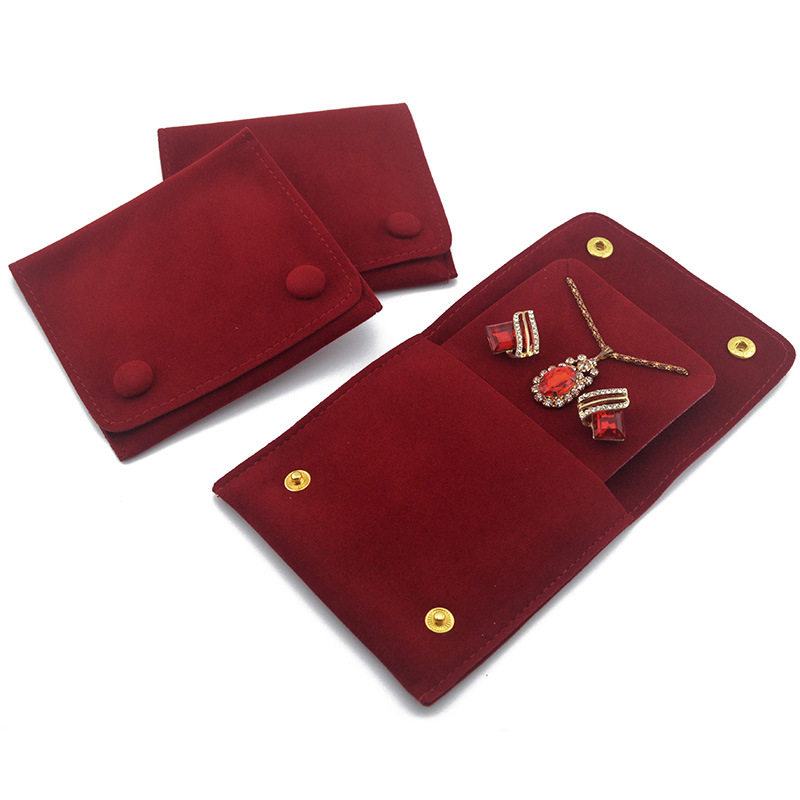 New Velvet Super Quality Double Snap Plus Inner Card Board Jewelry Cloth Bag Earrings Necklace Pendant Khaki