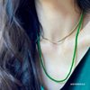 4 Natural Jadeite Green Jade Millet Bead Necklace for Women, High Ice Type Jadeite Round Bead Necklace, Hot Color Jadeite