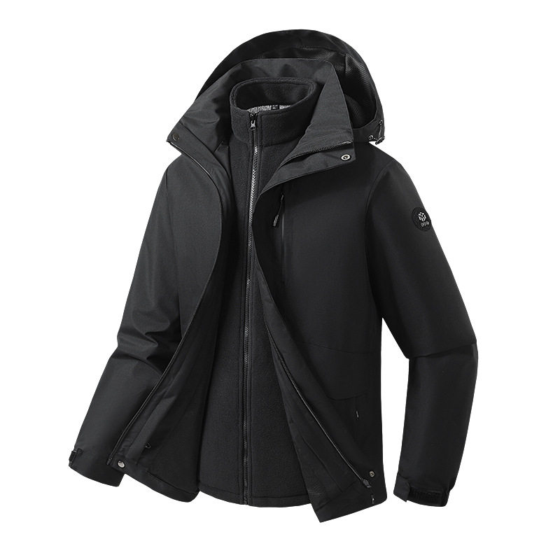 New Style of Softshell Jacket for Men and Women, Warm and Water-Repellent, with Fleece Lining, Couple's Three-In-One Detachable Coat