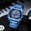 Men's Fashionable Waterproof Quartz Watch Tiktok Live Broadcast Light Luxury Hollow Non-Mechanical Square Steel Band Watch Large Dial