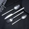 Cross-border Stainless Steel Western-style Tableware suit Vintage Thick Stone Rock Pattern Embossed Light Spoon Combination Knife and Fork Spoon