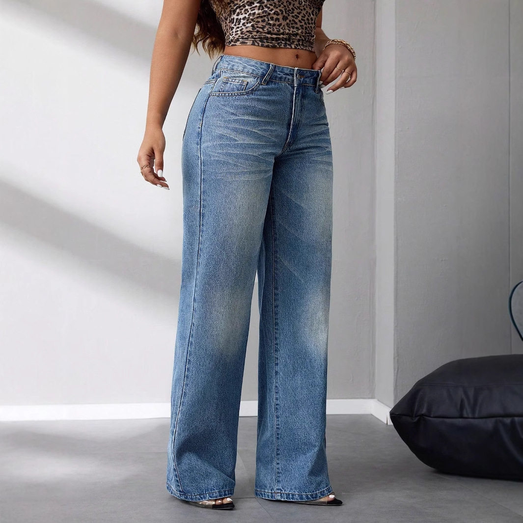 Loose Fit Wide Leg Denim Pants High Quality Fabric Casual Style Trendy Design Perfect for Everyday Wear Wholesale