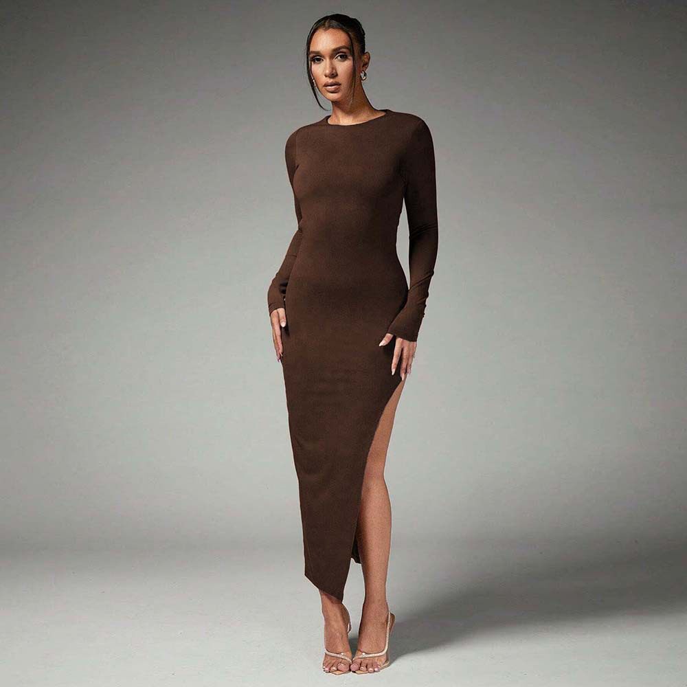 Backless Design Dress High Waist Slim Fit Solid Color Spring Summer Casual Wear Wholesale Available