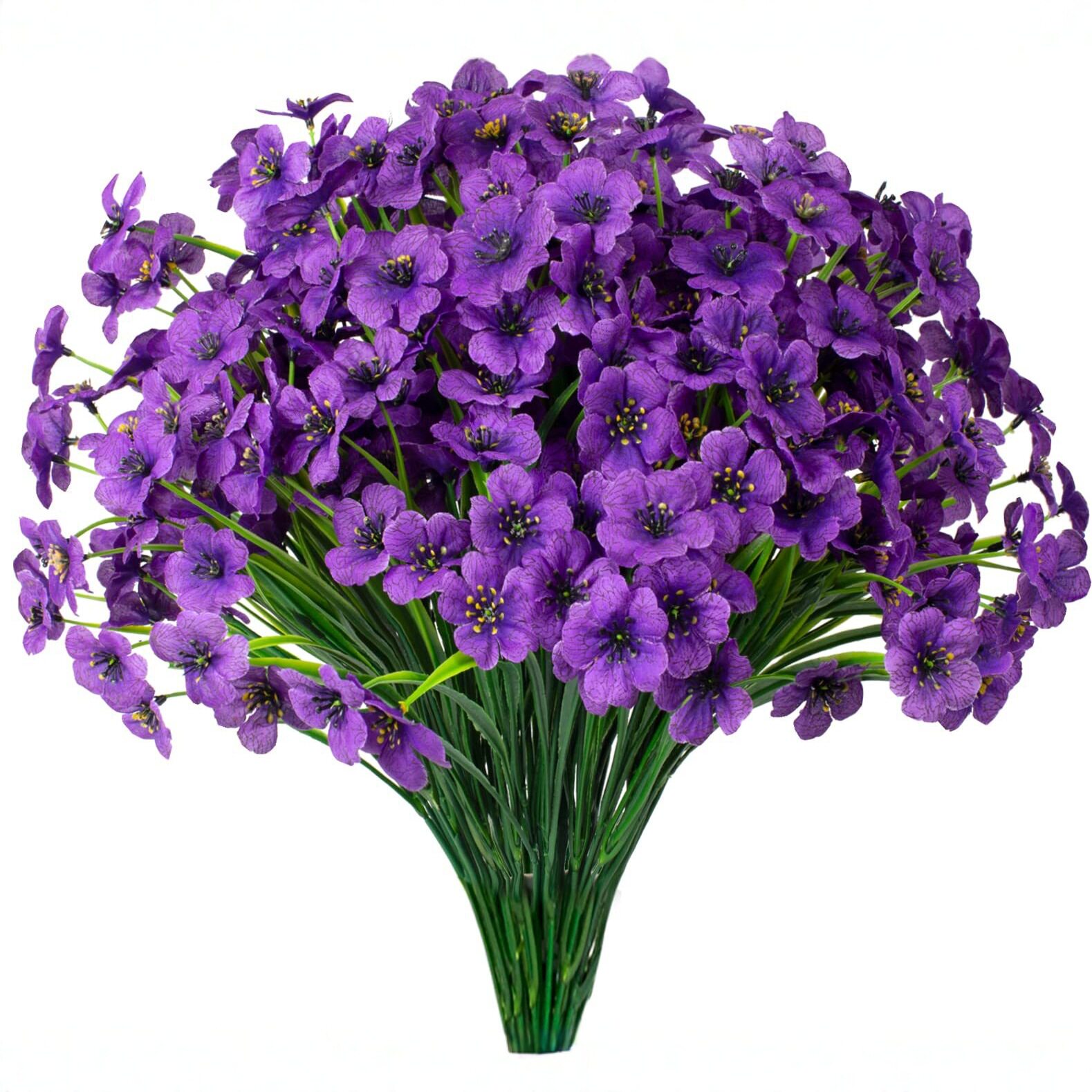 跨境代发 婚庆装饰仿真紫罗兰假花 路引插花 人造绿植塑料花艺摆