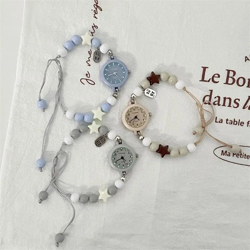 Star Dopamine Beaded Bracelet Watch for Women Ins High-Looking Niche Design Simple Student Luminous Small Dial