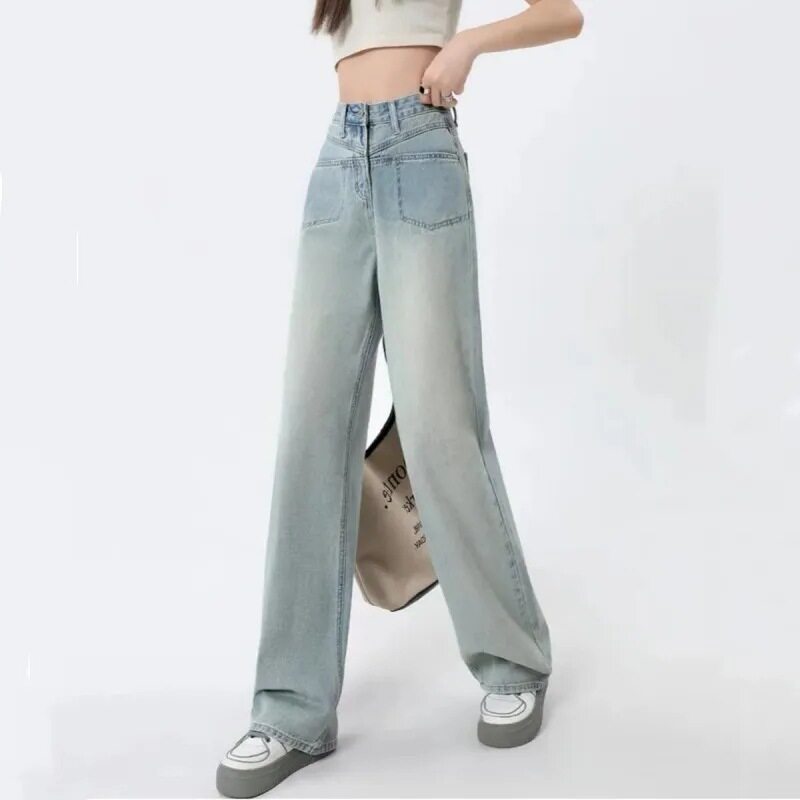 High Waisted Loose Fit Womens Denim Jeans Slimming Versatile Trendy Casual Wear for Students Wholesale Available