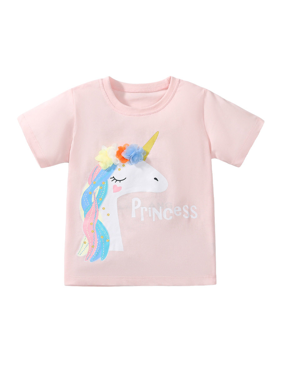 Girls' T-shirt, New Summer Kids' Clothing, Cotton Short-sleeve Kids' T-shirt