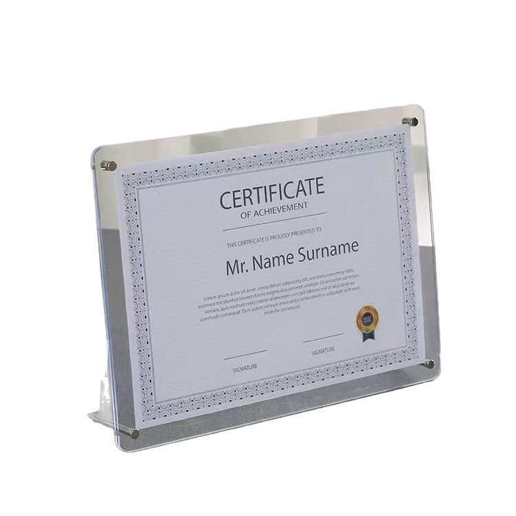 Acrylic Photo Frame Table A4 Certificate of Honor Certificate Frame Business License Frame 6inch 7inch Acrylic Authorization Plate