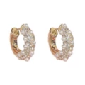 No. 53 zircon pearl round earrings (thick real gold plating)