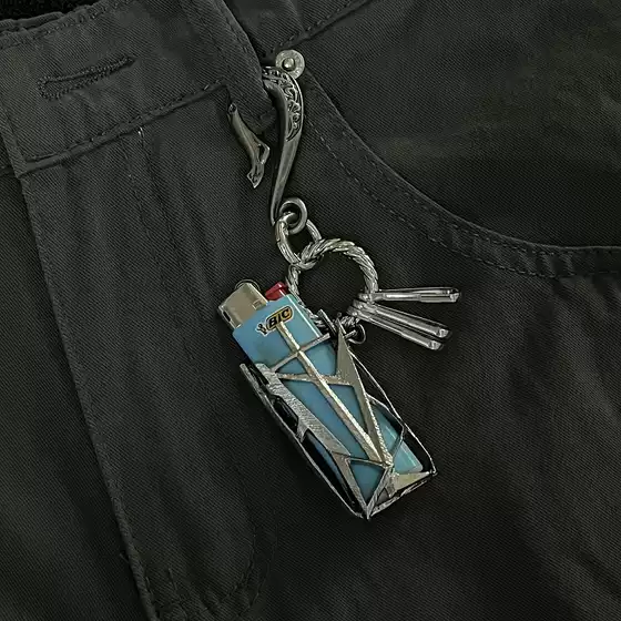 Ainwos Original Cross-Border Punk Style Metal Heavy-Duty Lighter Case Retro Street Waist Pendant Keychain