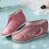 2025 New Antique Han Dynasty Shoes, Lightweight Soft Sole Round Toe Inner Heightening Mother's Cloth Shoes, Women's Low-Cut Embroidered Cotton Shoes, Autumn