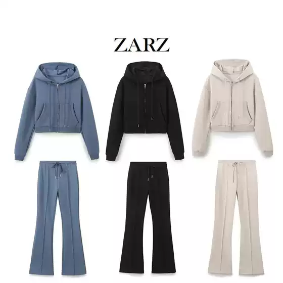 ZARZ Homemade European and American Style New Women's Double-sided Cloth Short Sweat Stitch Decoration Flared Pants 3641845