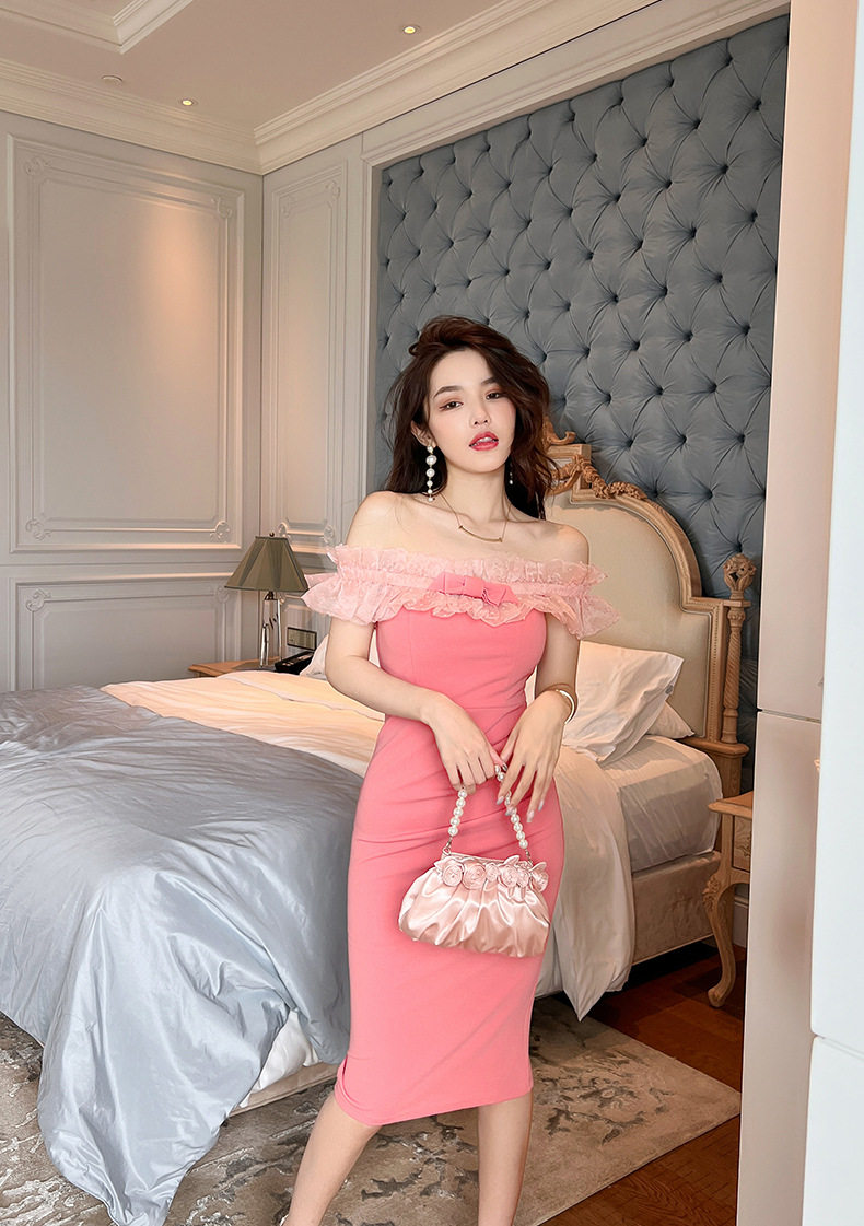 Đầm ôm body nữ dáng midi cổ yếm tay ngắn chất liệu thun lạnh cao cấp — [Hồng đậu] chi tiết 18