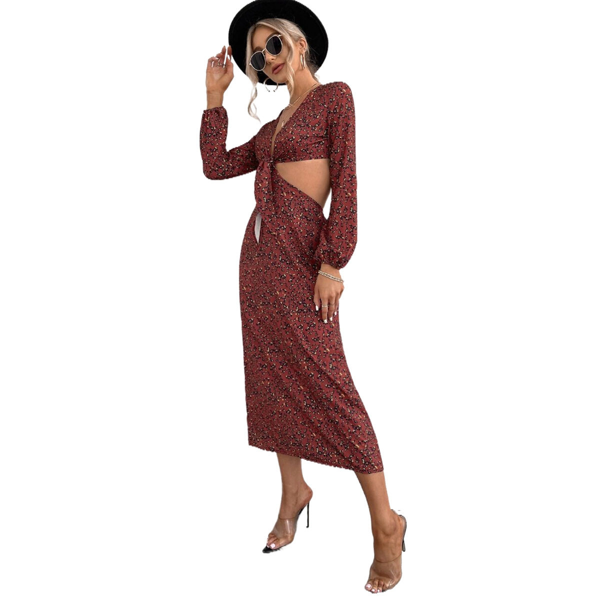Summer Sexy V Neck Dress Low Cut Elegant Silhouette Lightweight Fabric Perfect for Parties or Casual Outings