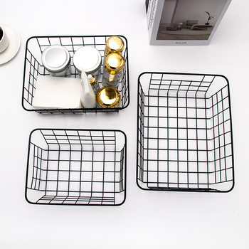 Ins Kitchen Iron Storage Basket Food Storage Basket Cabinet Wardrobe Storage Basket Bathroom Storage Rack Countertop Storage