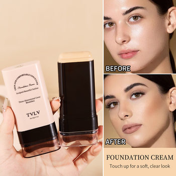 Cross-border TVLV Eraser Foundation Stick 20g with Brush Brightening Skin Color Foundation Lasting No Makeup Removal Concealer