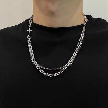 Men's necklace trendy ins hip hop European and American niche design high street chain accessories sweater chain female fashion brand