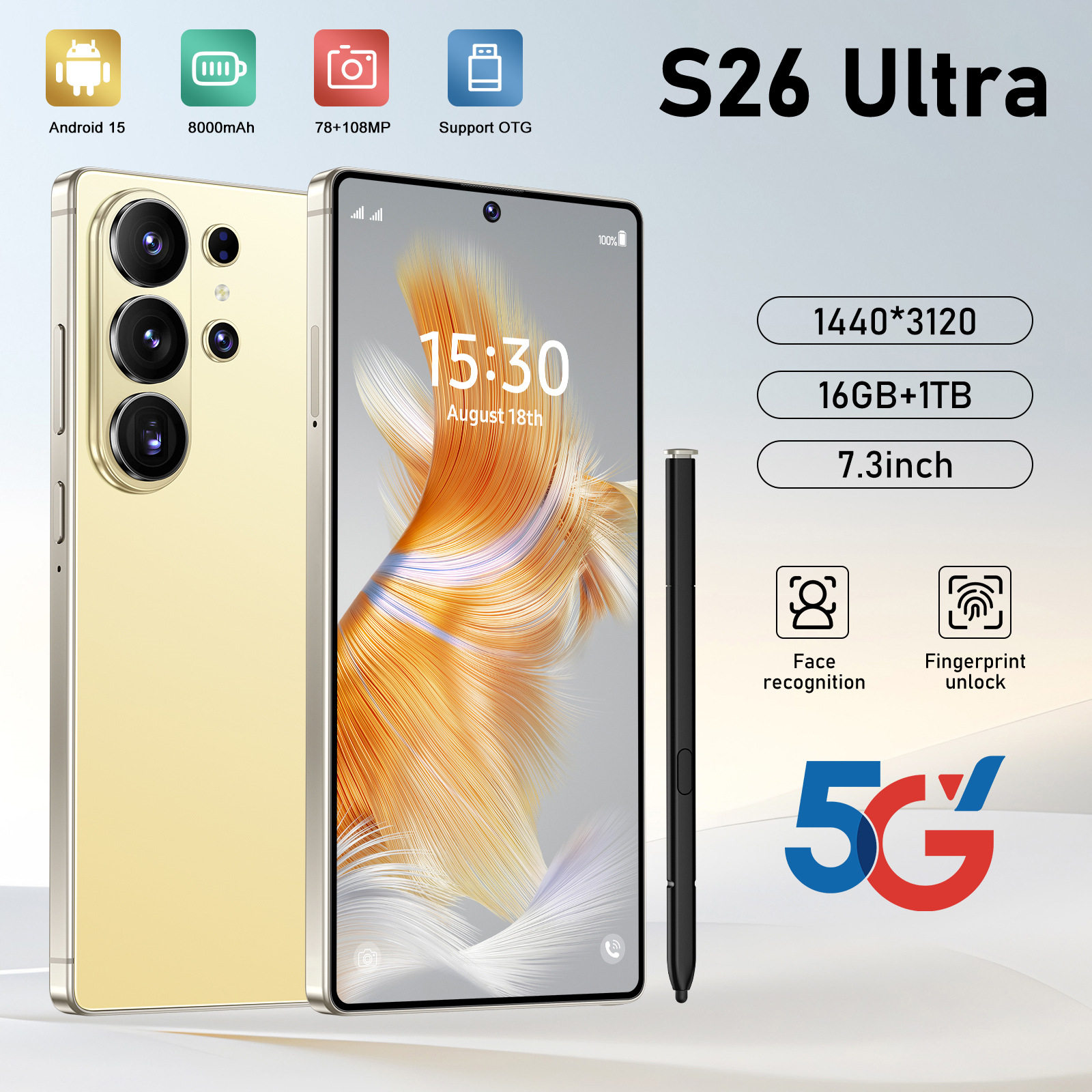 新款S26 Ultra跨境智能手机高清大屏16+1T安卓手机亚马逊外贸源头