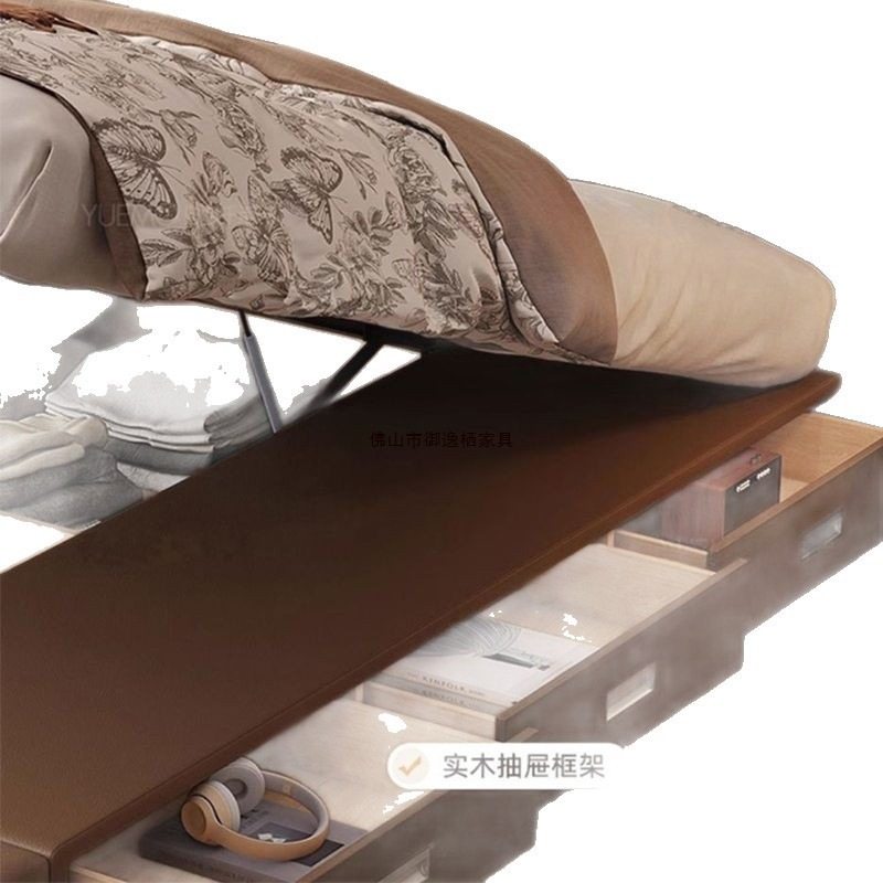 Multifunctional Bed Modern Minimalist Master Bedroom 1.8 Soft Bag Bed Atmospheric Italian Bedside Storage Drawer Wedding Bed