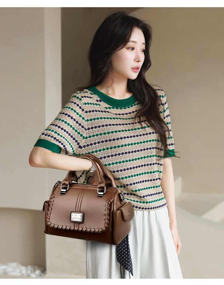 Túi xách nữ đeo chéo dáng ngang chất liệu PU phong cách tối giản — màu đen, màu đỏ, Màu nâu, màu vàng