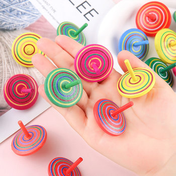 Wooden Rainbow-Colored Spinning Top, Nostalgic Kidsren's Wooden Toy, Kindergarten Kidsren's Prize, Small Gift