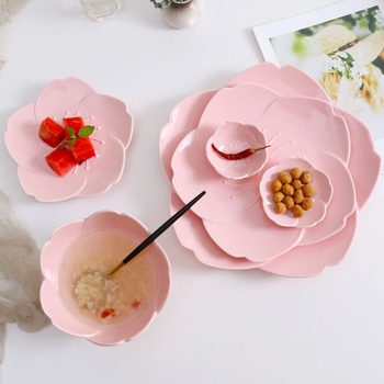 New Cherry Blossom Ceramic Dinner Plate Bowl Sauce Plate Dish Plate Snack Plate Factory Direct Sale