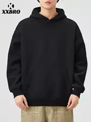 Xxbro Men's Clothing # Trendy Brand Versatile Solid Color Hooded Basic Heavyweight Sweatshirt Couple Style Loose Casual Clothing for Men