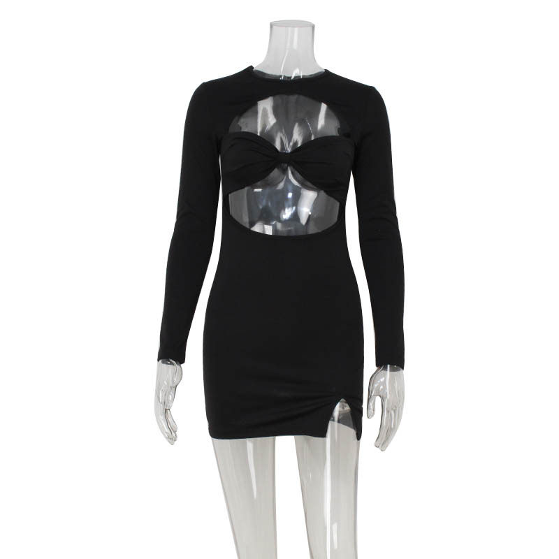 Strapless Hollow Out Long Sleeve Dress Slim Fit Elegant Style Summer Fashion Wholesale Available