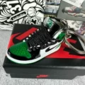 44. black and green toes + box