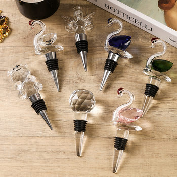 Factory direct wine wine bottle stopper metal personality creative Crystal Swan wine stopper champagne stopper set Wholesale