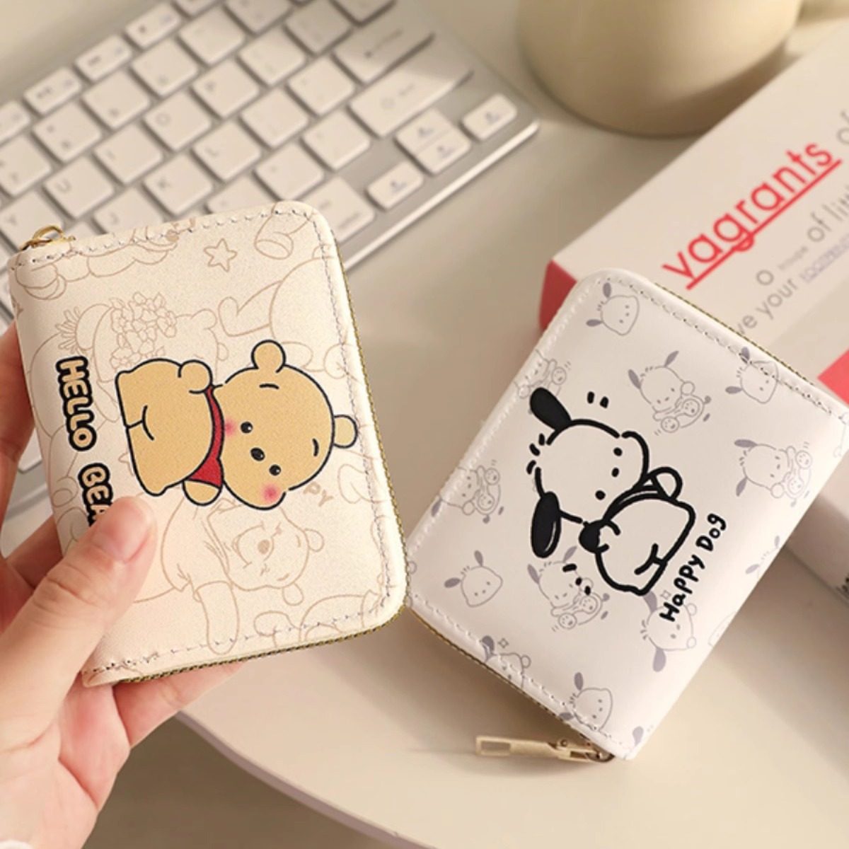 Cute Pacha Dog Multi-Card Slot Large Capacity Anti-Degaussing Portable Compact Driver's License Bank Card Storage Coin Purse