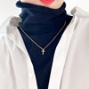Wen Jian Cross Necklace New 18k Gold Pendant Clavicle Chain Women's High-grade Necklace Titanium Steel Color-free Decoration