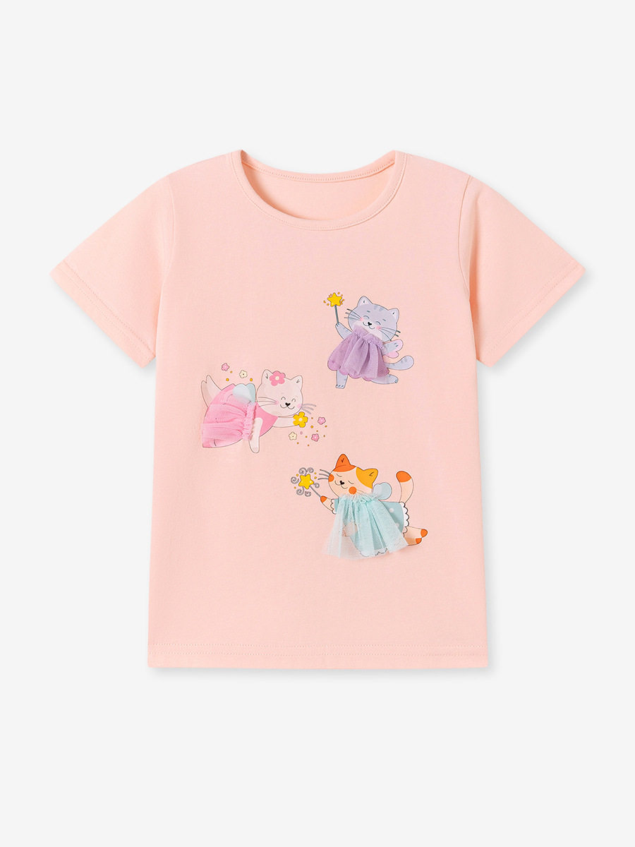 Summer Short-sleeve Girls' Set, [Style] Cartoon Kids' T-shirt, Cute Baby Top