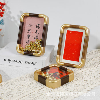 02 # New Copper Corner Frame Hollow 1.2 Photo Frame Display Stand Imitation Copper Corner Pvc Rounded Corner Wholesale 6inch 7inch Blank Calligraphy and Painting