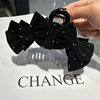 Black bow clip for women 2023 new large plush hairpin back head design shark clip hair accessories
