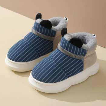 Children's waterproof home new cotton shoes autumn and winter boys and girls indoor leather fleece-lined warm cotton wholesale