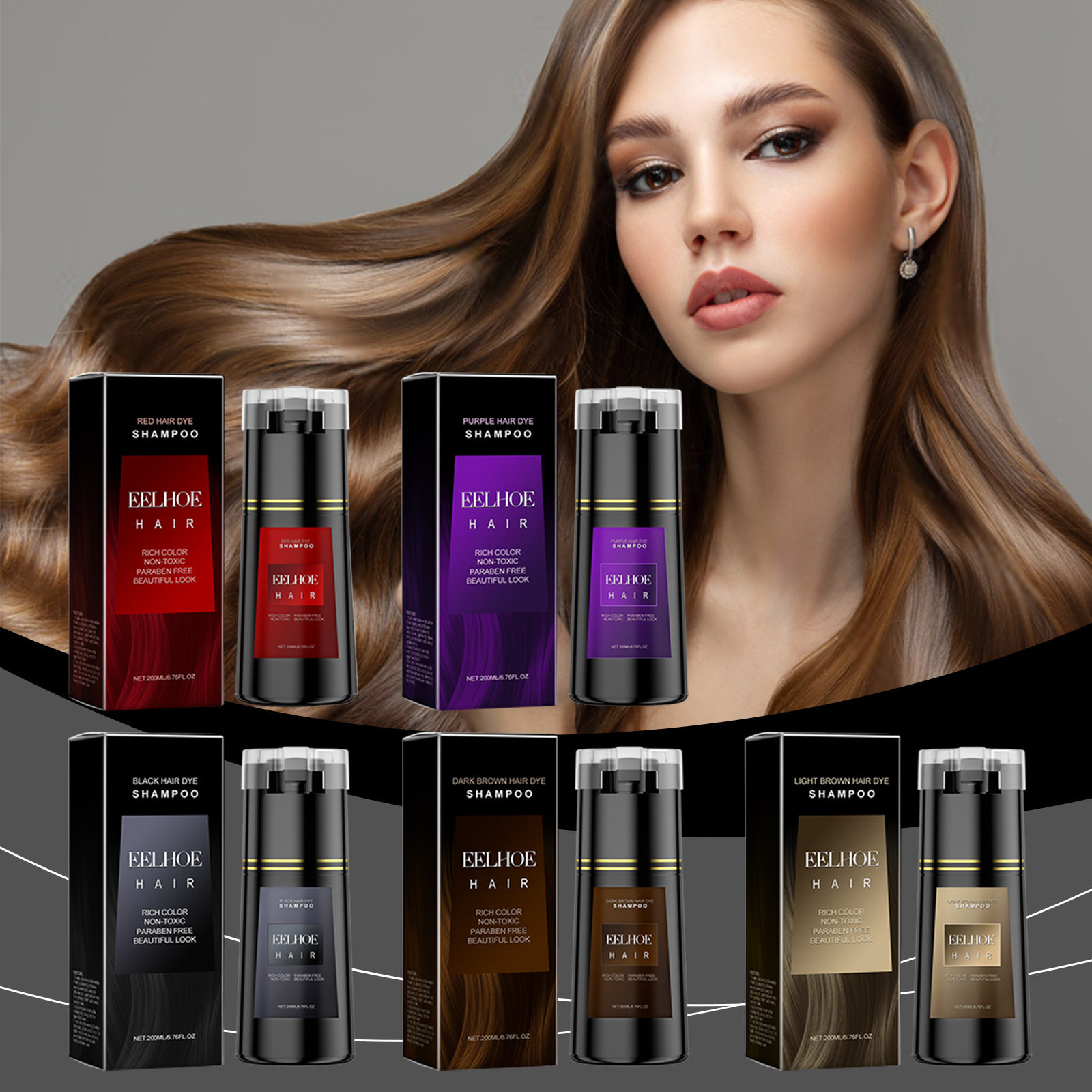 EELHOE Hair Shampoo Plant Extract Curing Multicolor DIY Color Trend Hair Gentle Easy Color Shampoo