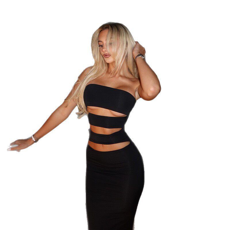 Strapless Hollow Out Bodycon Dress Sexy Slim Fit Elegant Design Perfect for Parties Wholesale Available