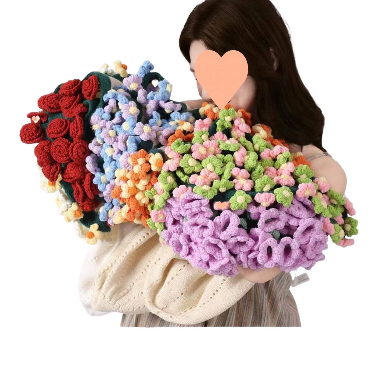 Finished Product Gift Box with Rose Blanket Bouquet, Birthday Gift for Girls, Knitted Yarn Creative Blanket