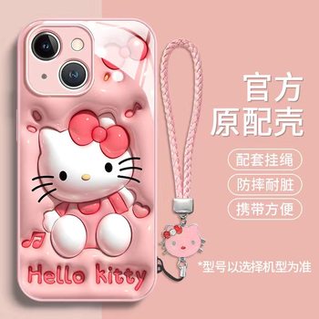 Expanding Cartoon Cat Phone Case Suitable for Apple 17, New iPhone 16 Glass High-End Style, 15Ins Internet Celebrity Style