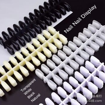Nail Art Color Card Round Head Nail Piece Round Head White Black Transparent Color Card No. 3 Display Board Nail Piece 240 Pieces/Pack