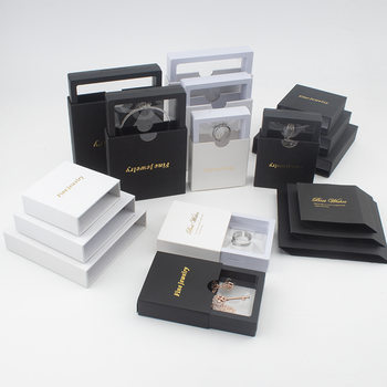 Printable logo creative jewelry storage suspension box paper case pull-out with rope packaging factory in stock wholesale